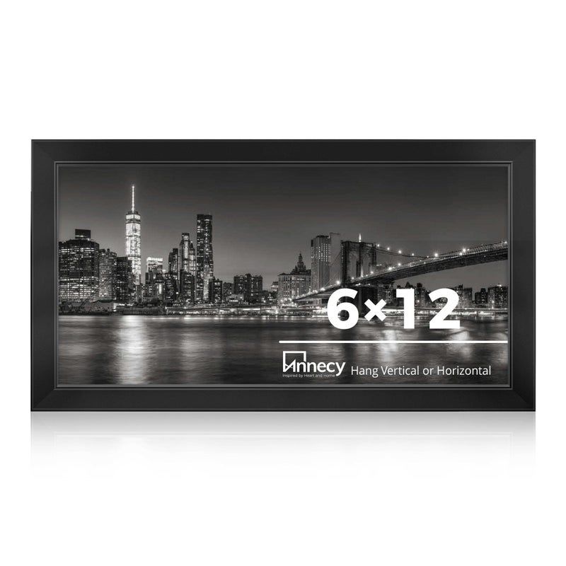 Annecy 6x12 Picture Frame Black(1 Pack)  Panoramic Picture Frame for Wall Decoration  Classic Black Minimalist Style Suitable for Decorating Houses  Offices  Hotels - Image 1